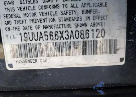2003 Acura Tl 3.2 from USA, damaged, VIN 19UUA566X3A086120